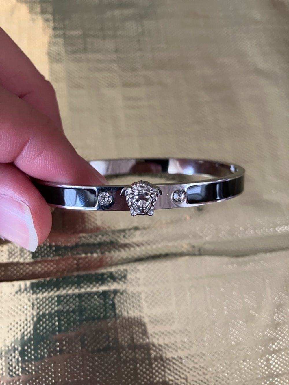 Black and Silver Medusa Crystal Bangle Bracelet - Picture 2 of 8